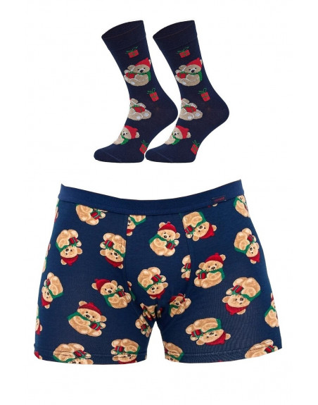 Cornette set "Christmas Teddy" pánské boxerky a ponožky 914/02 2pack